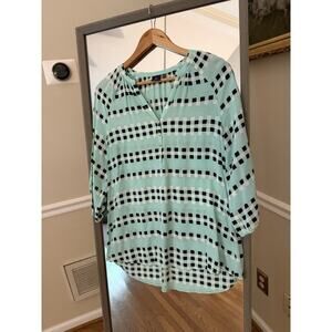 KAARI BLUE Womens Size M Green Top Blouse Tie Back